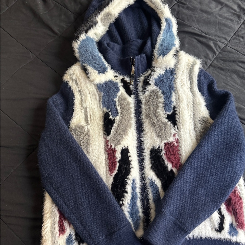 Billionaire Stylish Hooded Jacket with Faux Fur Accents